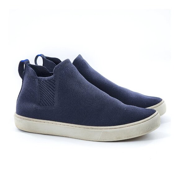 ROTHY'S The Chelsea Boot Slip On  High Top Sneakers in Navy Knit - Picture 4 of 12